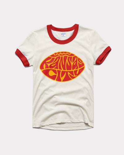 Red & White Groovy Kansas City Football Vintage Ringer T-Shirt