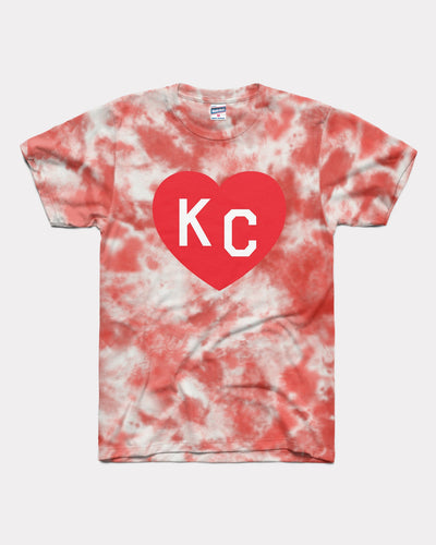 Red & White KC Heart Tie-Dye Vintage T-Shirt
