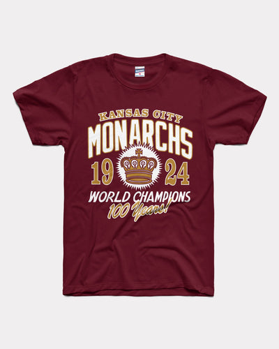 Maroon Kansas City Monarchs 100 Year Champs Vintage T-Shirt