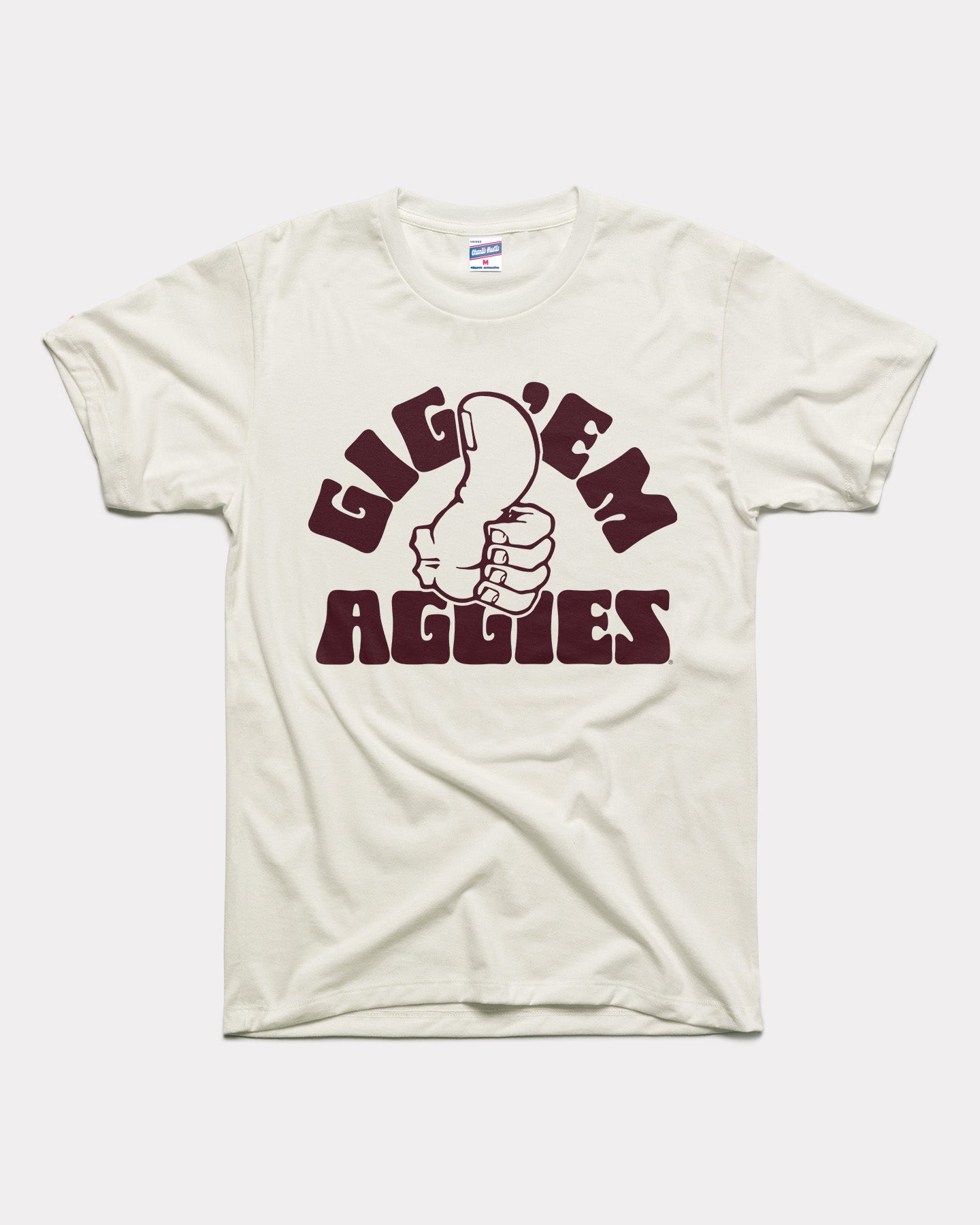 Texas A&M Aggies Gig 'Em White Vintage T-Shirt | Charlie Hustle 31 / XL