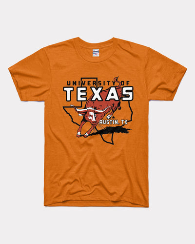 Burnt Orange Texas Longhorns Outline UT Vintage T-Shirt