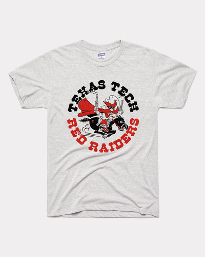 Ash Grey Texas Tech Red Raiders Masked Rider Circle Vintage T-Shirt