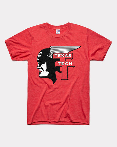 Red Texas Tech Red Raiders Winged Mascot TT Monogram Vintage T-Shirt