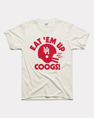 White Houston Football Helmet Eat 'Em Up Coogs Vintage T-Shirt