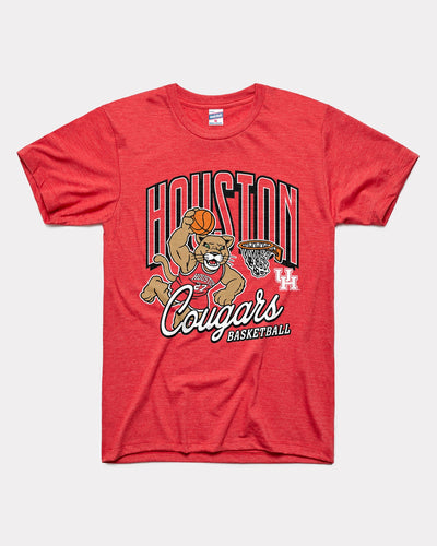 Red Houston Cougars Basketball Circa 2000 Vintage T-Shirt