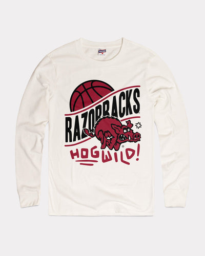 White Arkansas Razorbacks Hog Wild Vintage Long Sleeve T-Shirt