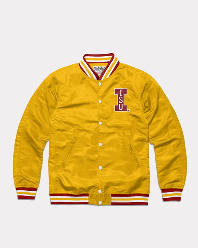 Yellow Iowa State Cyclones Block I Vintage Varsity Jacket Front
