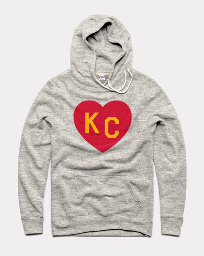 Athletic Grey & Red Arrowhead KC Heart Vintage Hoodie Sweatshirt