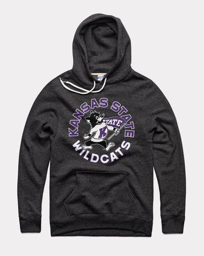 Black Kansas State Wildcats Mascot Circle Vintage Hoodie Sweatshirt