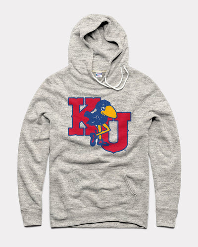 Athletic Grey Kansas Marching Jayhawks Vintage Hoodie Sweatshirt