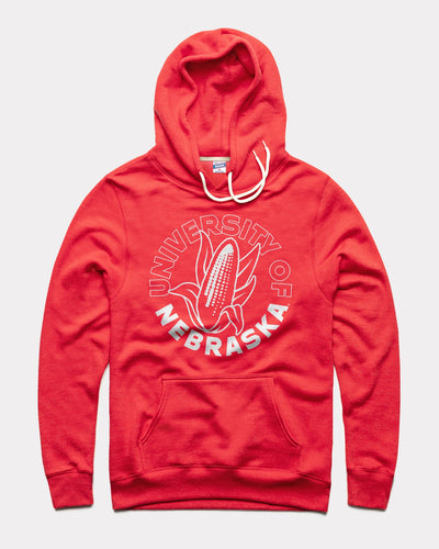 Red University of Nebraska Cornhuskers Mascot Circle Vintage Hoodie Sweatshirt