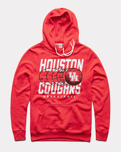 Red Houston Cougars Trailing Basketball Vintage Hoodie Sweatshirt