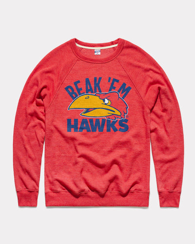 Red Kansas Jayhawks Beak 'Em Hawks Vintage Crewneck Sweatshirt