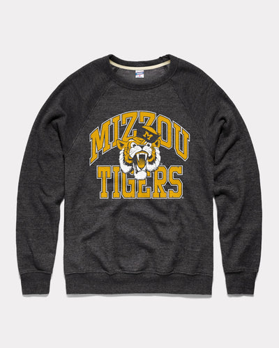 Black Missouri Tigers Sailor Tiger Mascot Arch Vintage Crewneck Sweatshirt