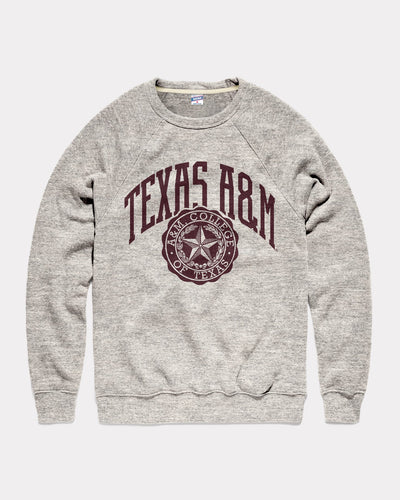 Athletic Grey Texas A&M University Seal Vintage Crewneck Sweatshirt