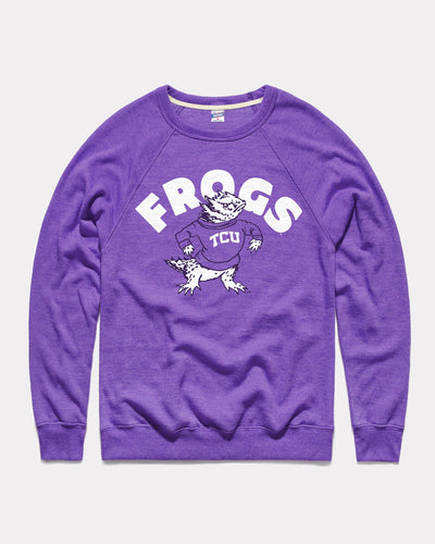 Purple Proud Frog TCU Horned Frogs Mascot Arch Vintage Crewneck Sweatshirt