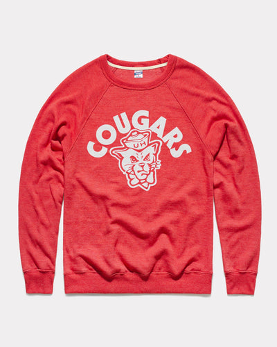 Red Houston Cougars Banner Vintage Crewneck Sweatshirt