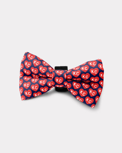 Navy & Red Charlie Hustle KC Heart Dog Bow Tie