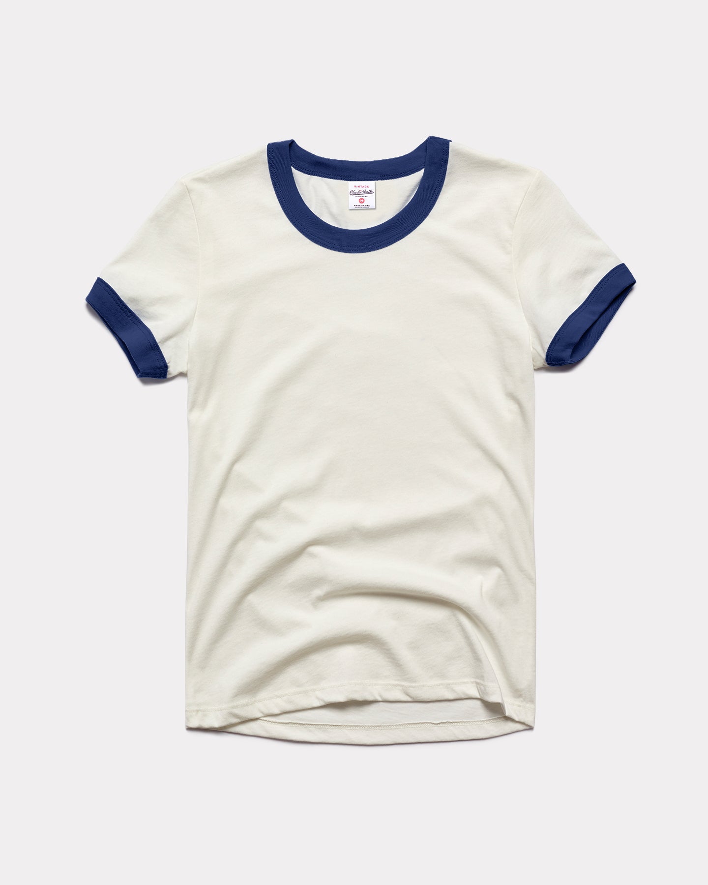 Women’s White & Navy Vintage Ringer T-Shirt | CHARLIE HUSTLE