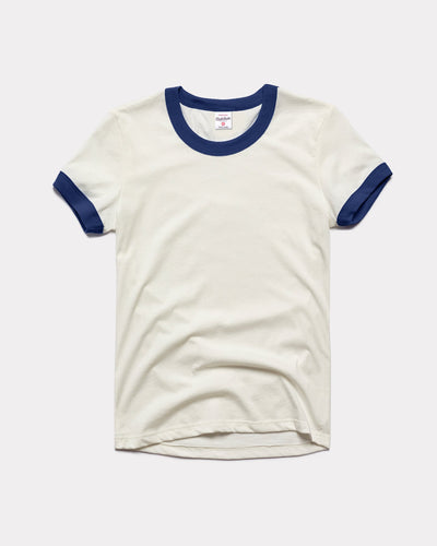 Women's White & Navy Vintage Ringer T-Shirt
