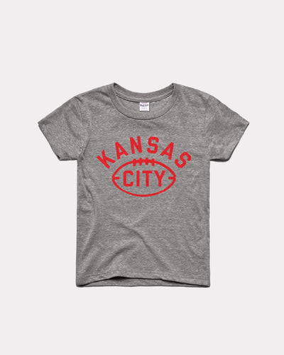 Grey Kids Kansas City Football Vintage Arrowhead Youth T-Shirt