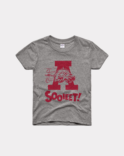 Kids Sooieet! Arkansas Razorbacks Grey Vintage Youth T-Shirt