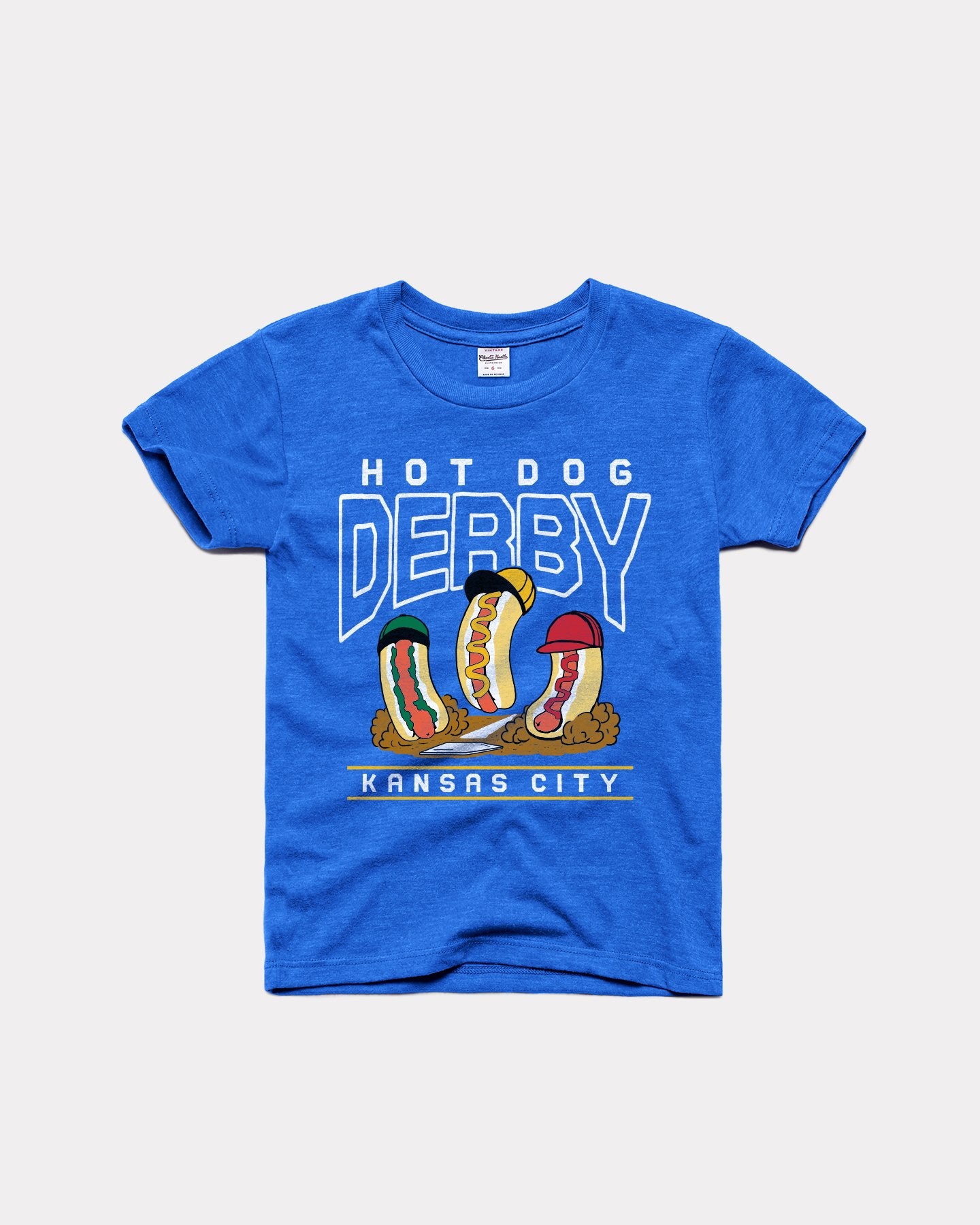 Kids Kansas City Hot Dog Derby Vintage Royal Blue T-Shirt