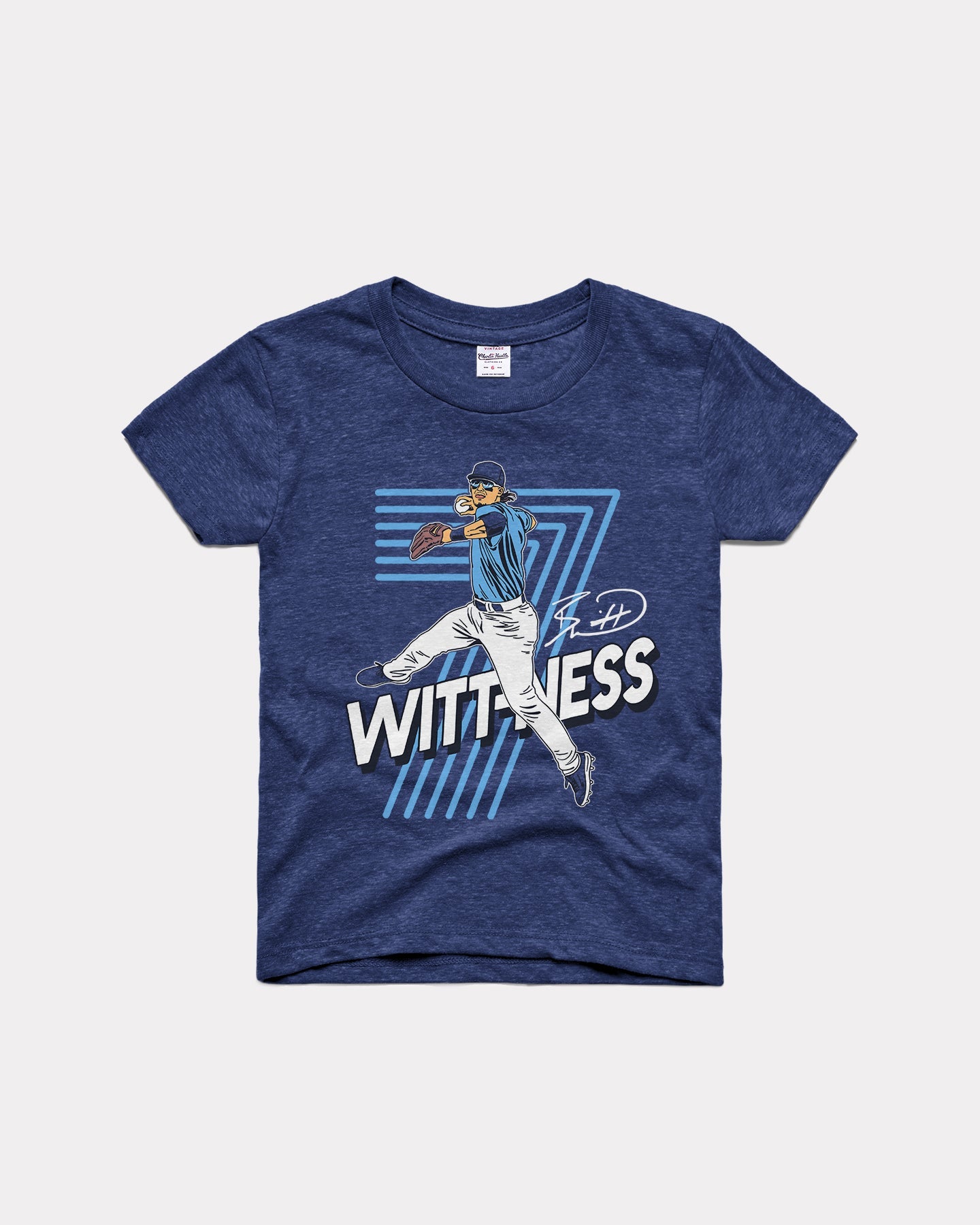 Kids Bobby Witt Jr Wittness Navy Vintage T-Shirt | Charlie Hustle 04 / 4T