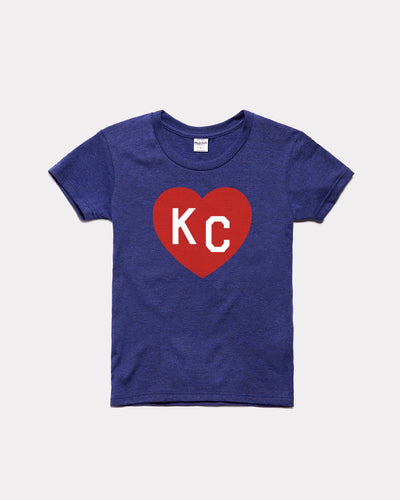 Navy Kids KC Heart Vintage Youth T-Shirt