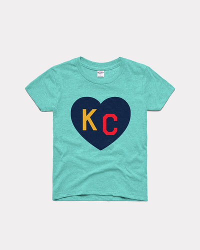 Kids Teal & Navy KC Heart Vintage Youth T-Shirt