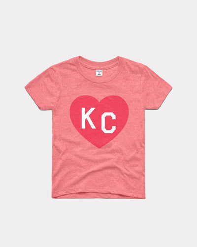Kids Pink & Red KC Heart Vintage Youth T-Shirt