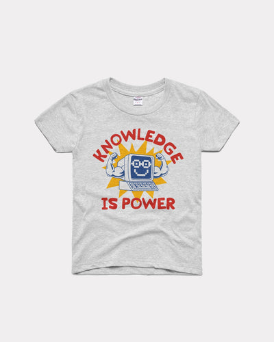 Ash Grey Kids Computer Knowledge is Power Vintage Youth T-Shirt