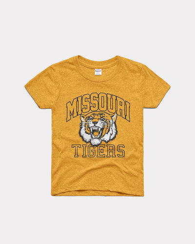Gold Kids Missouri Tigers Mascot Vintage Youth T-Shirt
