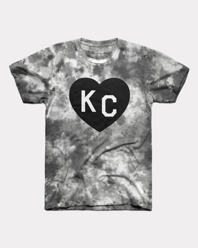 Black and White Tie Dye KC Heart Vintage T-Shirt