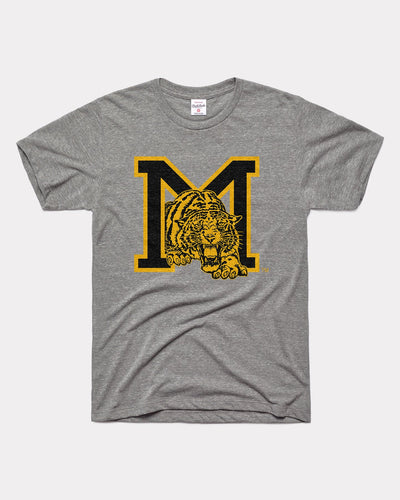 Grey Missouri Mizzou Tigers Monogram Vintage T-Shirt