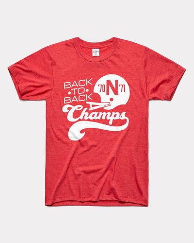 Red Nebraska Cornhuskers Football Back to Back Champs 1970 1971 Vintage T-Shirt