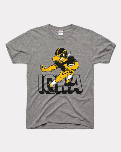 Grey Iowa Hawkeyes Football Stiff Arm Vintage T-Shirt