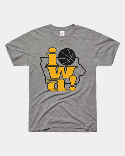 Grey Iowa! Basketball University of Iowa Hawkeyes Vintage T-Shirt
