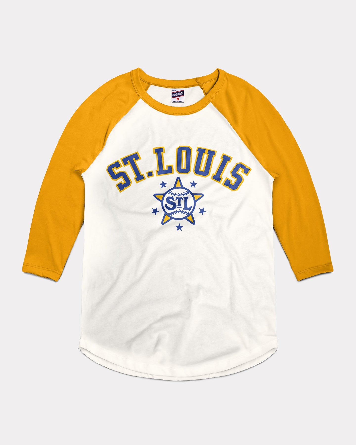 St. Louis Stars Arch White & Gold Baseball Raglan | Charlie Hustle 3118 / M