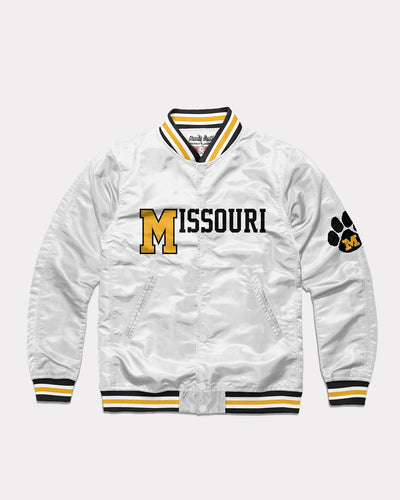 White Missouri Tigers Paw Print Vintage Varsity Jacket