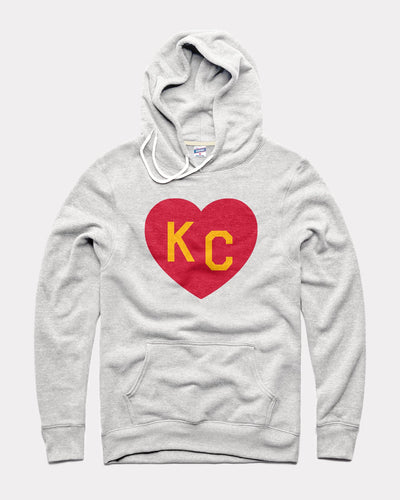 Ash Grey & Red Arrowhead KC Heart Vintage Hoodie Sweatshirt