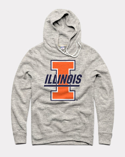 Athletic Grey Illinois Block "I" Vintage Hoodie Sweatshirt
