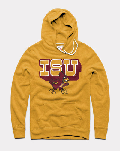 Gold Iowa State Cyclones ISU Walking Cy Vintage Hoodie