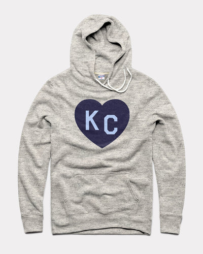 Athletic Grey & Navy Blue Sporting KC Heart Vintage Hoodie Sweatshirt