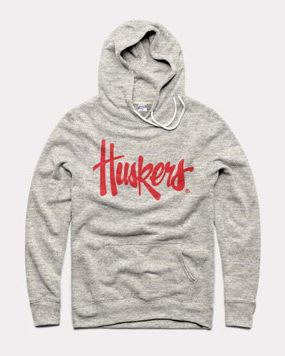 Athletic Grey Nebraska Huskers Script Vintage Hoodie Sweatshirt