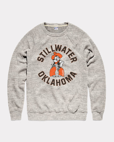 Athletic Grey Stillwater Oklahoma State Cowboys Vintage Crewneck Sweatshirt