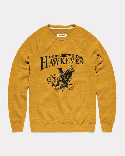 Gold University of Iowa Hawkeyes Pennant Vintage Crewneck