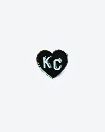 Black KC Heart Enamel Lapel Pin