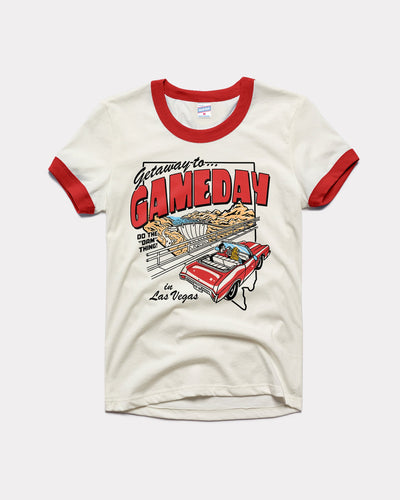 White & Red Gameday Getaway Women's Ringer T-Shirt