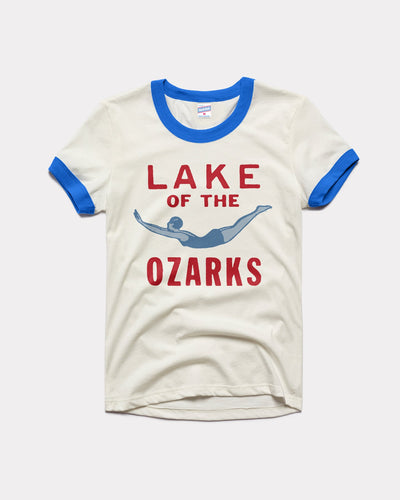 White & Royal Lake of the Ozarks Women's Ringer T-Shirt